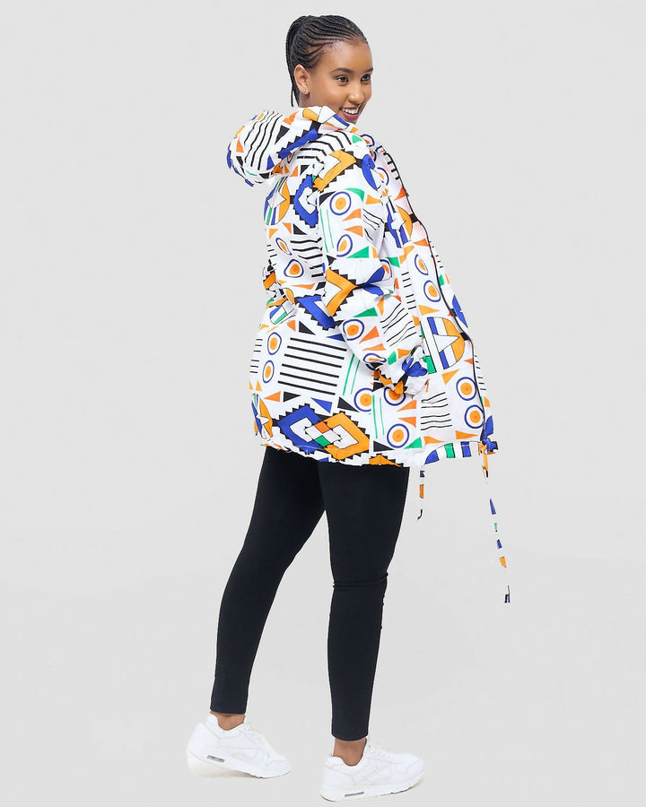 Gravio Fashions Lesotho Ankara Jacket - White - Shopzetu