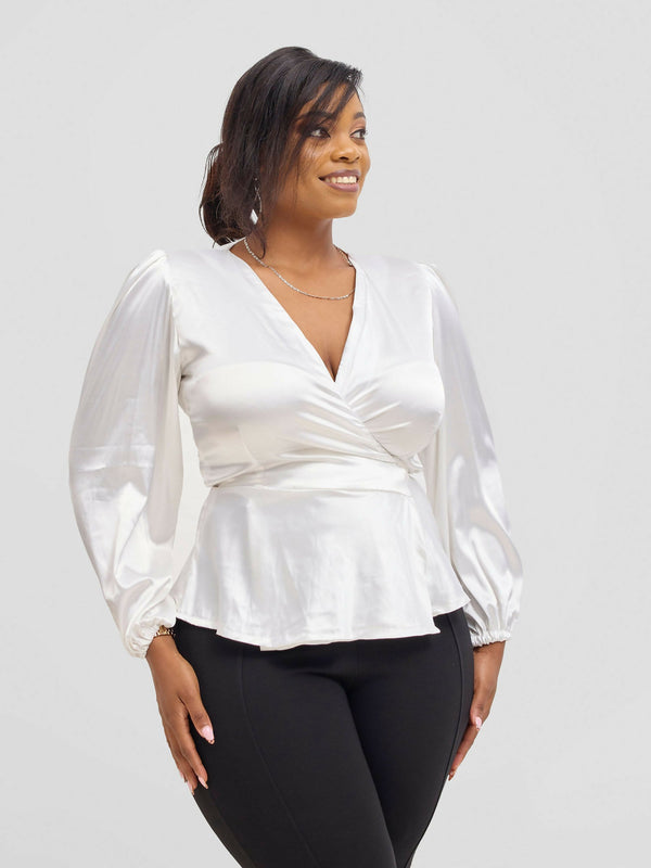 Gravio Fashions Serena Top - White - Shopzetu