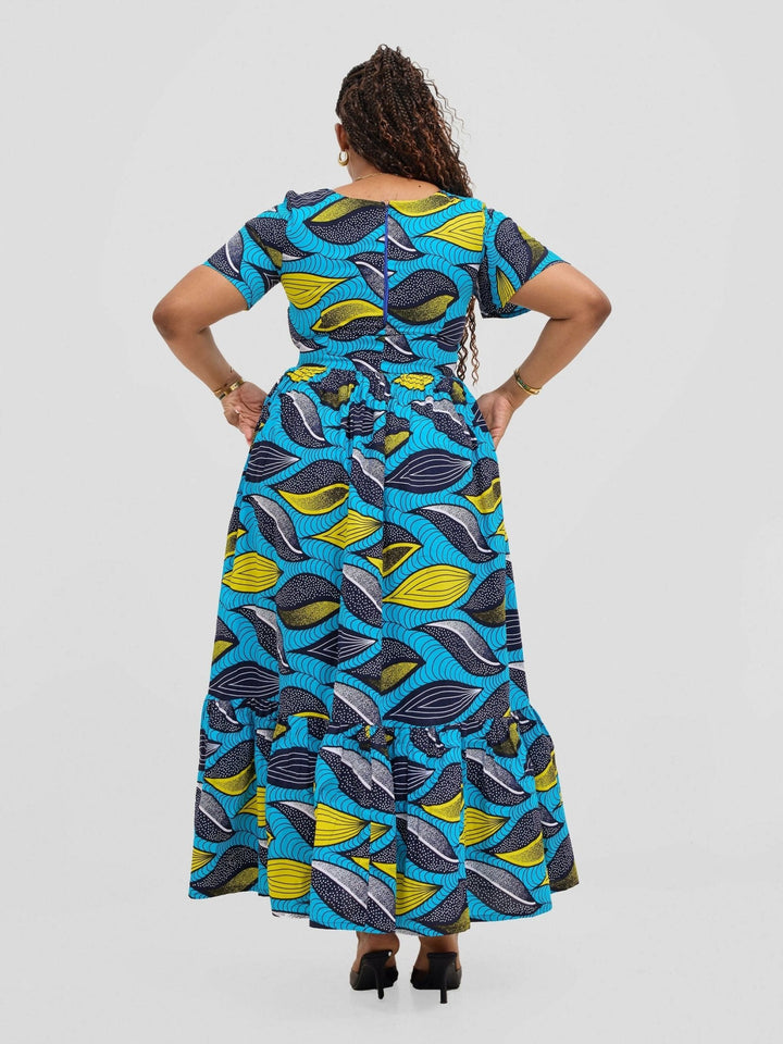 Gravio Fashions Sade Dress - Turquoise / Blue - Shopzetu