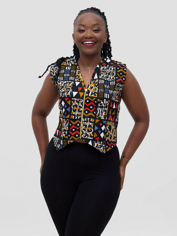 Gravio Fashions Leo Vest Top - Multicolored - Shopzetu