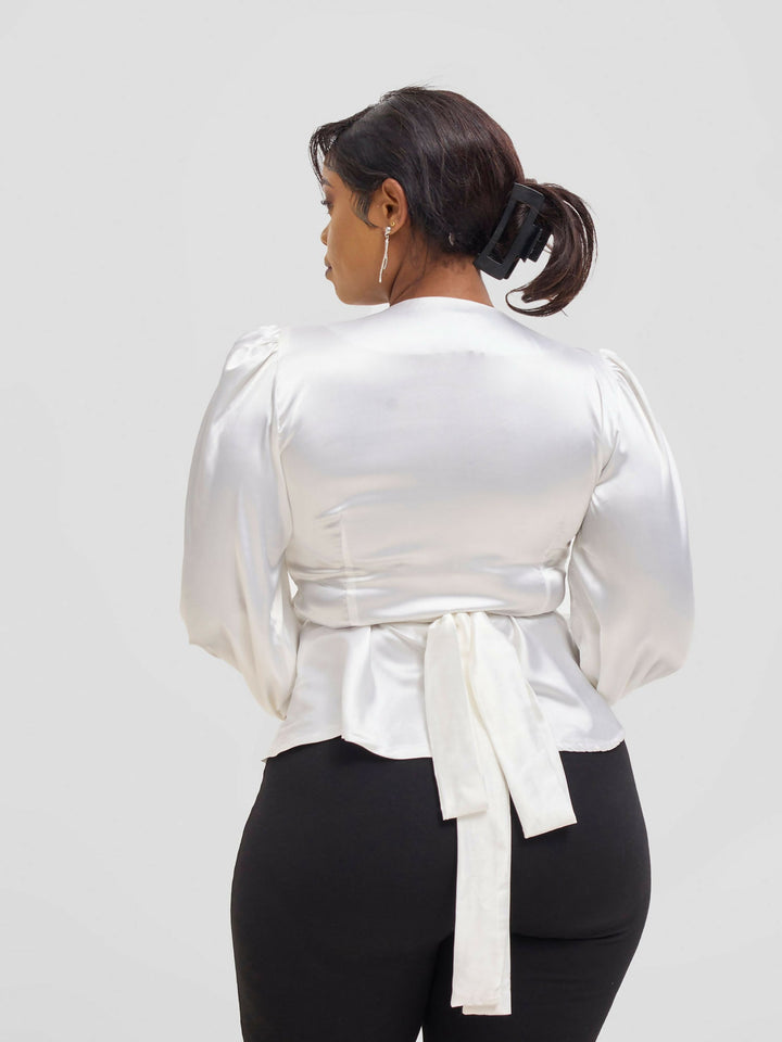 Gravio Fashions Serena Top - White - Shopzetu