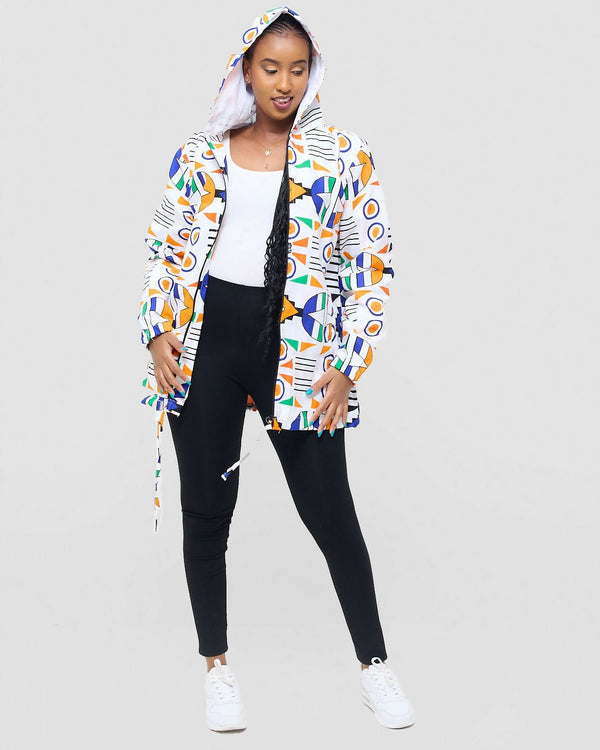Gravio Fashions Lesotho Ankara Jacket - White - Shopzetu